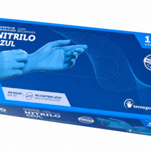 GUANTE DE NITRILO SIN POLVO AZUL 100U.