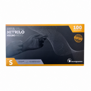 GUANTES DE NITRILO SIN POLVO NEGROS 100U.